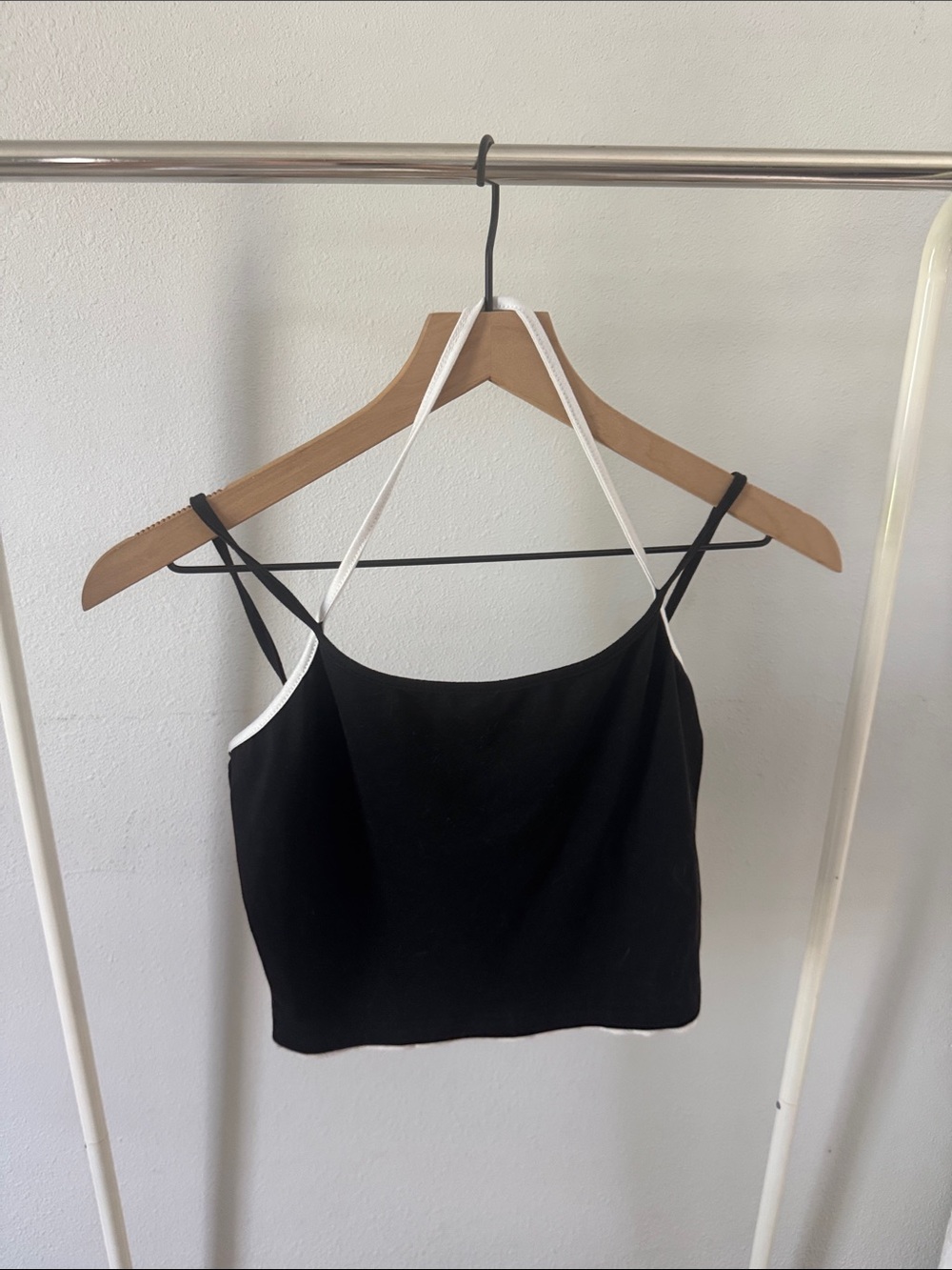 SHEIN Black Cami Top with White Contrast Straps